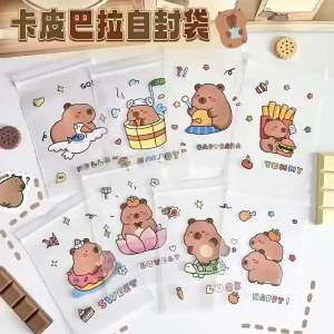 (Set 5 Cái) - Túi Zip Trong Suốt Mẫu CAPYBARA Đựng Bánh Kẹo Đồ Lặt Vặt Size 11x17 (cm) Cute