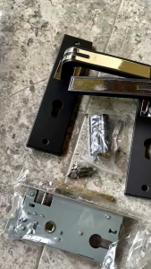 PROMO handle pintu rumah set kunci premium pintu rumah utama kamar stailis moderen tanggung besar black seris