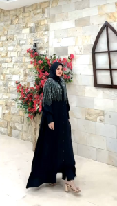 Damla ID Gamis Jetblack Kombinasi Payet Swarosky Mewah Terbaru 2025