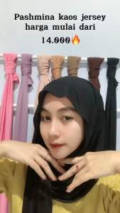 Kerudung Jilbab Hijab Pashmina Jersey Kaos Mleyot 180x75cm Premium Tepi Jahit