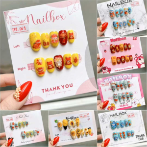 Nailbox Tết móng úp thiết kế form chuẩn đẹp mẫu Tết năm mới  valentine  dự tiệc sang trọng bộ 10 móng tặng kèm keo và dũa