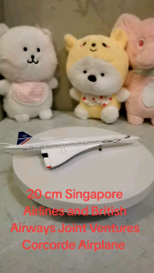 20 cm or 8 inches Singapore British Airways Concorde Join Diecast Airplane Collection Model with Landing Gears and Display Stand