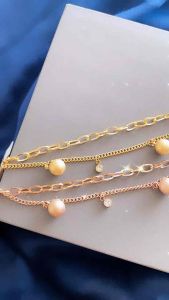 Gelang Stainless Steel Fashion Korea Rantai Double Bola Mata CXB416