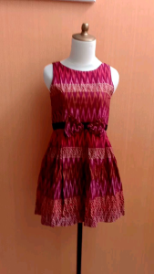 mini dress wanita orange batik zig zag GRENDS cewek S kutung anak 12 13 14 thn cute