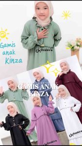 Gamis anak baju muslim perempuan kinza bahan crinkle ariflow premium terbaru 1-12tahun
