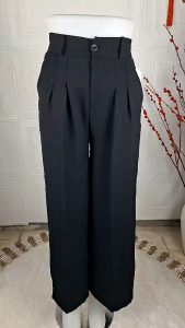 Celana Kulot Cewek Panjang Bahan Kringkle Model Pinggang Kancing hidup+Resleting