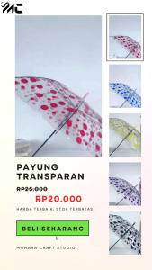 Payung Motif Polkadot Transparan Cantik