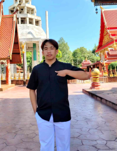 เสื้อสูทพระราชทานสีดำสั้นชาย เสื้อดำผ้าอ๊อกฟอดแขนสั้นชายอก40-48( S+XXL)