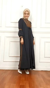 ZANA ABAYA GAMIS WANITA ROMPI COKLAT CANTIK TERBARU