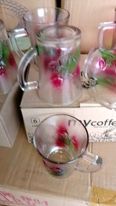 Gelas Kaca Gelas Kopi My Cofee (Bunga) isi 4 pcs