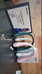 QUẠT LÀM MÁT ĐEO CỔ 360° sạc Usb tiện dụng size trung