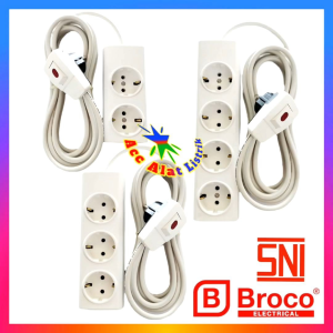 Stop Kontak BROCO 3 Lubang Kabel ETERNA 2X0.75 mm² Siap Pakai