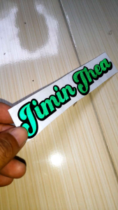 Stiker Menyala kena pantulan cahaya Custom nama sendiri motor mobil laptop handphon 18x3cm