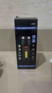 SENTER TANGAN CAS RECHARGER FLASHLIGHT LED COB TERANG BENDERANG LAMPU EMERGENCY L822