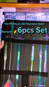 3 pcs 5 pcs 6 pcs Aquarium Aquascape Maintenance Tool Tweezers Wave Scissors Stainless Steel Carbonized Rainbow Premium AD Grade Holder