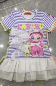 11-42kg váy voan labubu kuromi capypara mickey kitty bèo dúng bé gái thun lạnh mẫu sọc hình siêu cưng.