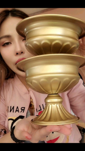 แจกันกระถางทองโลหะ 2 ชิ้น