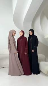 Gamis Abaya lebaran 2025 Bahan Ceruty Babydoll Full Furing Aplikasi Payet Mewah Gamis kamalia Terlaris