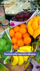 Hongmao Gelatinized Jelly Candy 120gr /Viral Permen Kupas Jelli Aneka Rasa Buah Anggur Peach Lychee Mangga