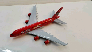 FLS Coca Cola A380 Diecast Metal Airplane Collection with Stand Vintage Novelty Ornamental Home Shop Office Decoration Table Desktop Decor Hobbies and Collector’s Item Educational Boys Girls Gift Item Miniature Collectible Aircraft Model Planes Aeroplane