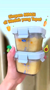 Baby safe Container glass MPASI bayi Wadah gelas Kaca FC07 2pcs
