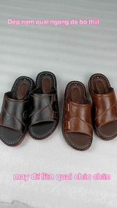 Dép Nam Quai Ngang Da Bò Thời Trang DM568 Dế May Khâu chắc chắn