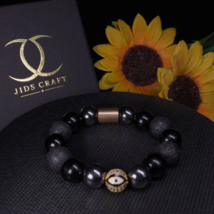 STEALTH GUARDIAN | GOODLUCK BRACELET WITH BLACK EVIL EYE IN NATURAL STONES - JIDS CRAFT