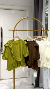 ●ECLAIRE● 043 Blouse Korea / Blouse Kasual / Casual Blouse / Blouse Import / Korean Blouse / Shortsleeves Blouse / Feminim Blouse / Blouse Polos / Classy Blouse / Blouse Ruffle / Ruffle Blouse / Blouse Kerja / 6370