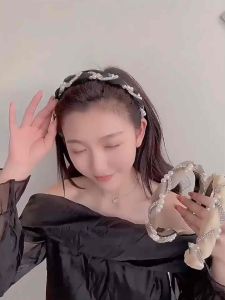 Headband Alula Bando Korea Bandana Mutiara Payet Organza Mewah Cantik by Velmorra