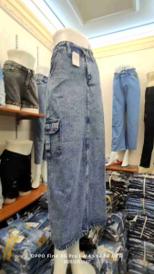 Rok Jeans Panjang Cargo Pinggang Karet 29-34