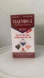VIAENRO-5  20 100ml Tiêu chảy viêm ruột chướng bụng đầy hơi trên trâu bò heo gà vịt ngan