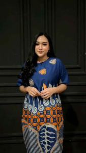 Dress Batik Lengan Pendek Terbaru M l xl xxl jumbo motif Rengganis Bianca Merah