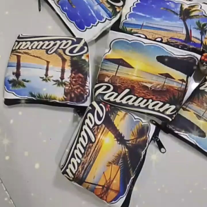 Palawan Beach Themed Pouches - Palm Trees Sunset Beaches - Sand Beach Scene - Travel Souvenir - Zipper Closure - Multiple Designs