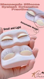 Silicone Eyelash Extension Mannequin PVC Removable Eyes Eyelash Graft Training Head Portable Reusable Eyelash Practice