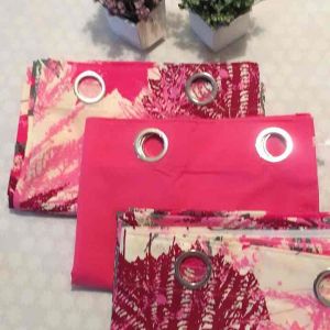 80 Inches New Cardivine Magenta Color Elegant Ring Curtain - Printed Critona and Plain Katrina - 60 Inches Width by 80 Inches Length