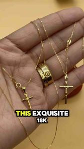 18k SAUDI GOLD NECKLACE Foxtail chain w/Pendant Open Back