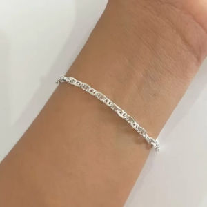 O.silver เงินแท้มีใบรับประกัน สร้อยข้อมือเงินแท้ ลายกุชชี่ หรือลายโซ่คั่น ขนาด 4 มิล ยาว 6.5 นิ้ว 7 นิ้ว | SB6