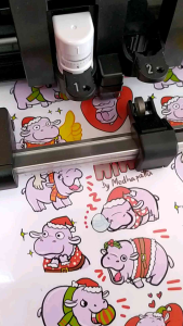 สติ๊กเกอร์ handmade ลายน้องฮิปโป หมู เด้งดึ๋ง สติ๊กเกอร์กระดาษมันเงา กันน้ำ