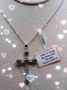 ❤️100% Authentic Brand New Set &quotA&quot grade Burmese jade &quotSacred Cross&quot jade pendant beautiful master handcrafted embedded with high grade high translucency dual colours Jade beads exquisite design S925 sterling silver framed