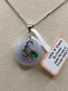 ❤️100％ Authentic Brand New Set  "A" grade Burmese jade pendant (Zilulan 紫罗兰)  lovely dreamland lavender colour highly sought after very high translucency icy grade lustrous surface S925 sterling silver zirconia framed rarely available symbolise peace love