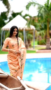 (PREORDER) LADIES ETHNIC TRADITIONAL SAREE WEAR TUSSER COTTON WITH EMBROIDERY DESIGN