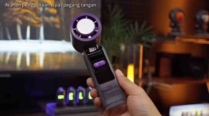 100-Speed K801Handheld Fan Digital Display USB-C Rechargeable Folding Fan With Flashlight & Cooling Mode