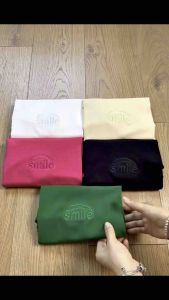 Áo Thun babytee thêu chữ smile cao cấp chất BORIP COTTON xịn có size từ 35kg đến 64kg chữ in DOGA trẻ trung 5màu sang trọng Mã 189