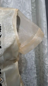 Lady Barong Filipiniana Full open with see-through sleeves and Pearl button