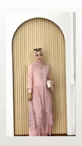 Livia Dress Brokat Gamis Pesta Kondangan Seragam Keluarga Gamis Brukat Muslim Wanita Model Terbaru Gamis Kondangan Muslim Mewah Nyaman Panjang Gamis Set Tutu Tille Bordir Dress Maxi Lebaran Dewasa