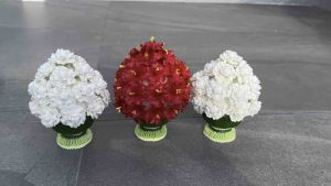 พานชบาแดง พานมะลิ พานใบตองมะลิบาน แบบดินปั้น ขนาดสูง 4.6 นิ้ว สำหรับวางหิ้งพระ ถวายสิ่งศักดิ์สิทธิ์ วางประดับตกแต่ง