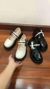 Giày búp bê mary jane cao 5 phân quai ngang gắn nơ mẫu mới 2023 ( phom 15)