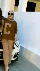 CICI setelan wanita one set kekinian terbaru 2024 lengan 3/4 crinkle airflow nyaman santai cantik
