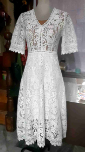 Full lace dress for any formal occasion and is best wear for civil wedding and any family/community gatherings. Short sleeve lace dress that is best fit for small to medium body built women.