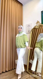 Kemeja Clara atasan wanita polos tencel kombinasi brukat